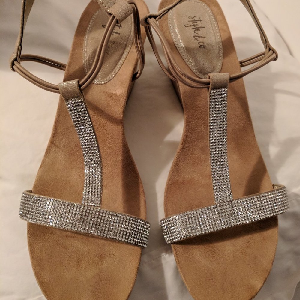 Rhinestone Wedge Sandals